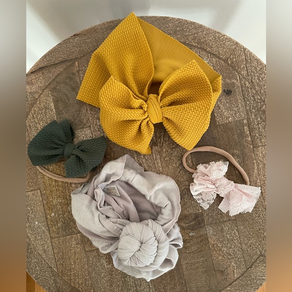 New, never worn! Set of 4, 0-6 Month Harper Bow Co. Wrap & Bow Headbands - Picture 1 of 5